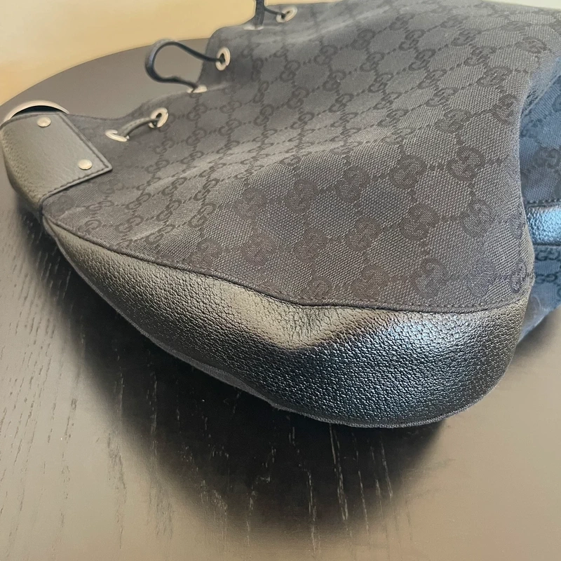 GUCCI sac hobo GG en toile guccissima et cuir noir SAC DE LUXE LV. LUXE DE SECONDE MAIN AUTHENTIQUE. ENTRUPY CERTIFICATE