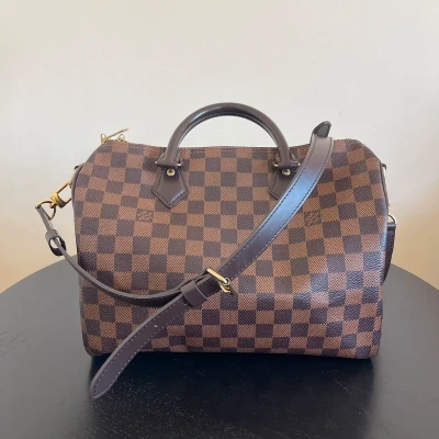 LOUIS VUITTON speedy 30 bandoulière damier ébène SAC DE LUXE LV. LUXE DE SECONDE MAIN AUTHENTIQUE. ENTRUPY CERTIFICATE