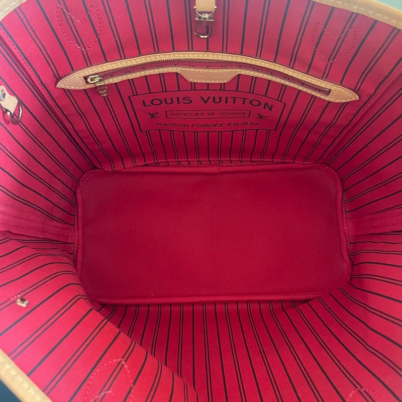 Louis Vuitton neverfull MM monogram cerise SAC DE LUXE DE SECONDE MAIN AUTHENTIQUE. PETITE MAROQUINERIE DE LUXE. ENTRUPY CERTIFICATE