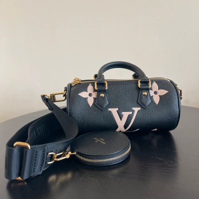 Louis Vuitton papillon BB cuir monogram empreinte bicolore SAC DE LUXE DE SECONDE MAIN AUTHENTIQUE. PETITE MAROQUINERIE DE LUXE. ENTRUPY CERTIFICATE