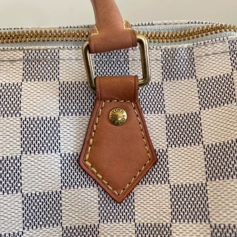 Louis Vuitton speedy 25 bandoulière damier azur SAC DE LUXE DE SECONDE MAIN AUTHENTIQUE. PETITE MAROQUINERIE DE LUXE. ENTRUPY CERTIFICATE