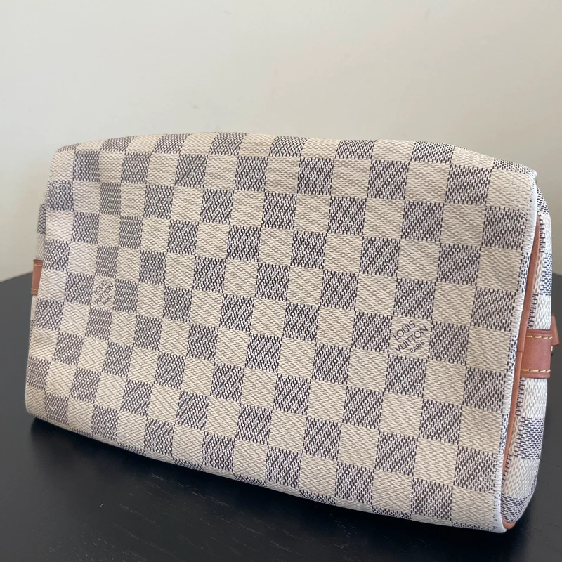 Louis Vuitton speedy 25 bandoulière damier azur SAC DE LUXE DE SECONDE MAIN AUTHENTIQUE. PETITE MAROQUINERIE DE LUXE. ENTRUPY CERTIFICATE
