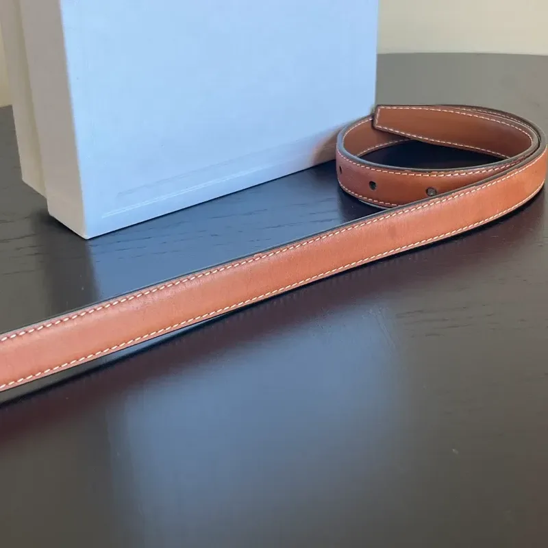 CELINE ceinture Triomphe en cuir de veau naturel & dorée 75 cm - détail du produit 3