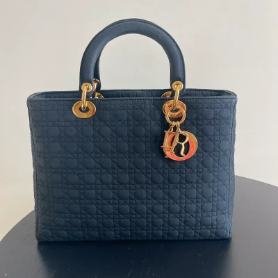 DIOR sac LADY en toile nylon noir et doré - vue principale