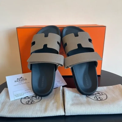 HERMES sandales Chypre en cuir étoupe 39 - vue principale