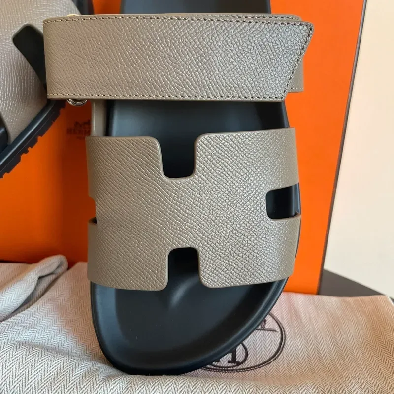 HERMES sandales Chypre en cuir étoupe 39 - détail du produit 8